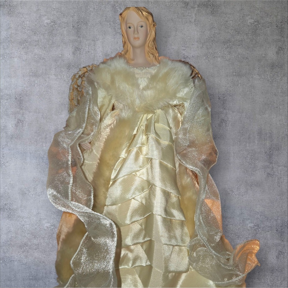 Vintage 12" Dan Dee White  & Gold Angel Christmas‎ Tree Topper